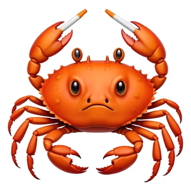 Sad crab holding a cigarette sticker