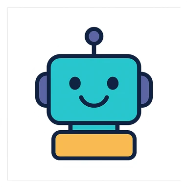 friendly AI chatbot emoji, simple face, digital vibe, text style, minimal lines sticker