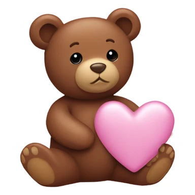 Baby pink heart with a baby brown teddy bear sticker