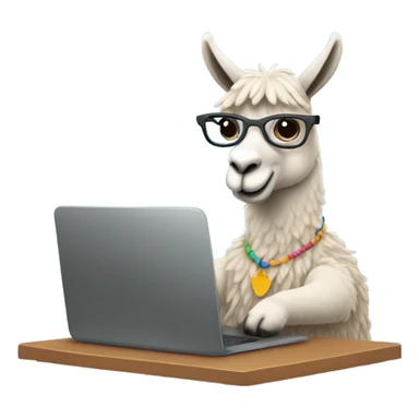lama typing on laptop sticker