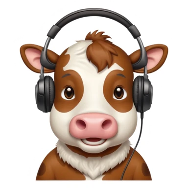 smiling cow with headphones sticker