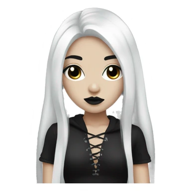 goth girl with white foundation and black eyeliner with long black hair  sticker