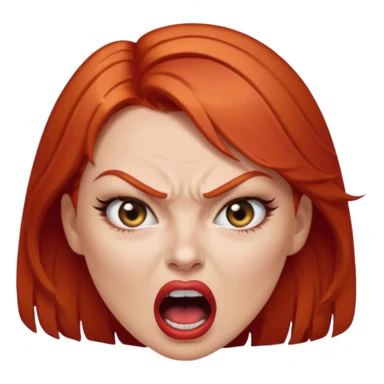 mujer pelirroja con los ojos y los labios maquillados enojada gritando sticker