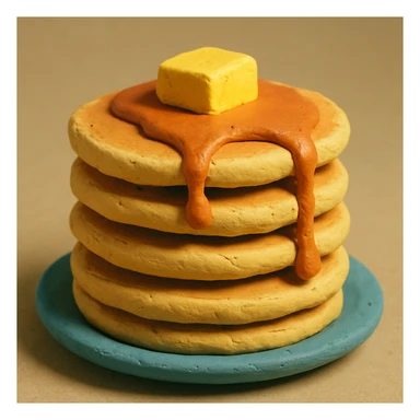claymation style stack of pancakes with syrup sticker