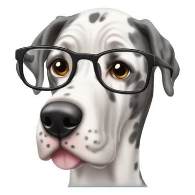 merle great dane with glasses sticker