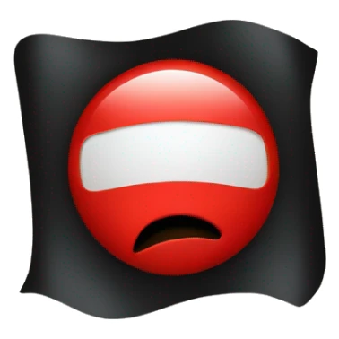 A wavy black and red rectangle with medium sized yellow circle in the middle  sticker