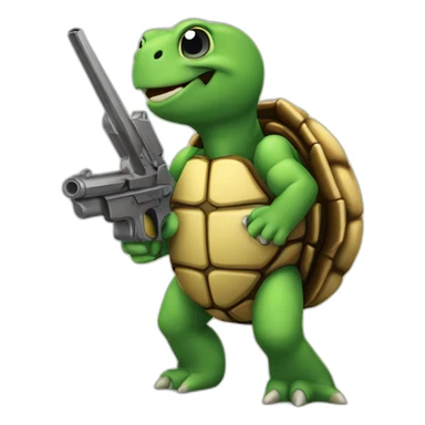 tortue avec un pistolet sticker