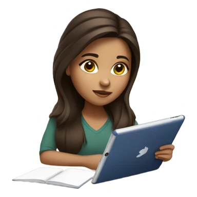 Brunette Girl studying with iPad sticker