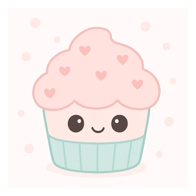 cupcake with pink icing, vibrant and cute sticker
