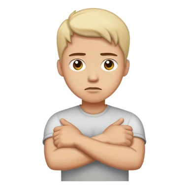 A person with crossed arms, showing indifference and ignoring sticker