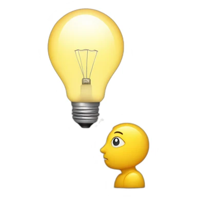 a person thinking with bulb sticker