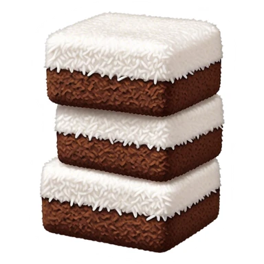 Cinematic Realistic Lamingtons Dessert Emoji, depicted as soft sponge squares coated in chocolate and coconut rendered with mouth‚Äêwatering detail and vibrant lighting. sticker