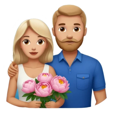 Couple traveling in Montenegro russian man and elegant  Latina girl delicate peonies and mountains in the background  sticker