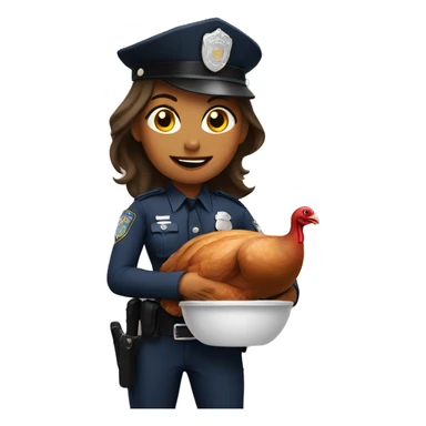 Female police officer holding a turkey  sticker