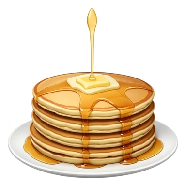 Stack of pancakes with maple syrup and butter sticker