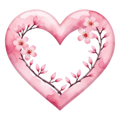 sakura heart with a watercolor effect sticker