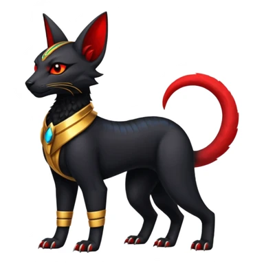 Black Dark Furry Fluffy Modern Futuristic Cyber-Salandit-Bastet-Anubis-fusion full body sticker