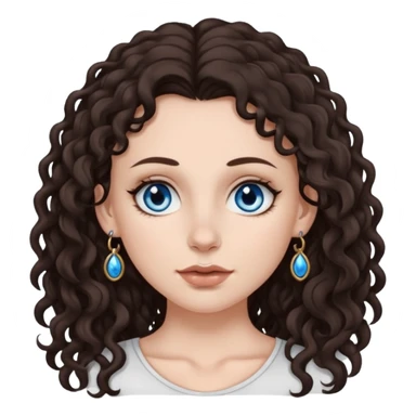 white girl, dark brown long slightly curly hair , skinni but with big breast , septum piercing on nose, beautiful dark gray-blue eyes, sticker