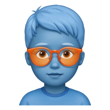 blue skinned orange glassed child sticker