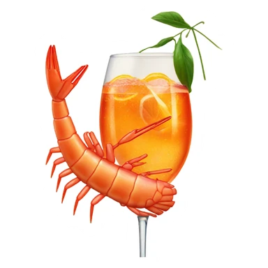 A shrimp having an aperol spritz sticker