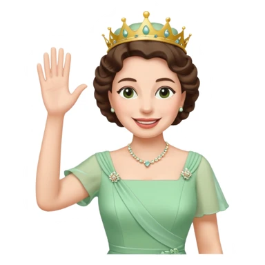 Queen Elizabeth waves in pastel green clothes sticker