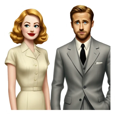 Ryan gosling and Emma stone 1940s  sticker