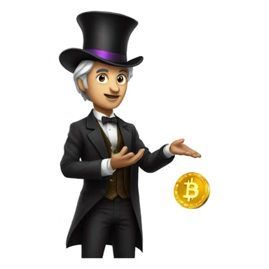 magician with a crypto currency in hand  sticker