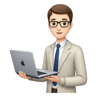 male teacher holding a laptop, teaching online sticker