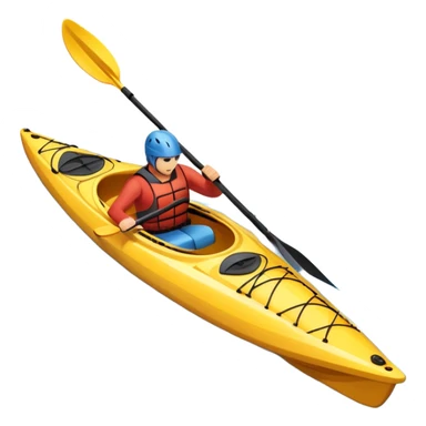An icon showing a close-up of a kayak gliding over rippling water, with a double-bladed paddle in motion and splashes around. The sleek shape of the boat and dynamic strokes highlight the speed and precision of kayaking. Transparent background emphasizes the energy of the sport. sticker