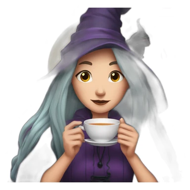 Witch drinking tea with bestie sticker