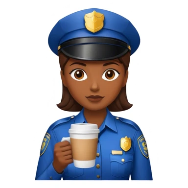 Police woman holding a coffee sticker