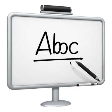Whiteboard with ABC written on with handwriting sticker