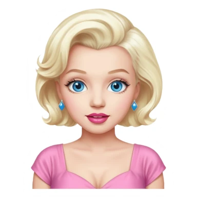 Marilyn Monroe with blue eyes, platinum blonde hair, pink outfit sticker