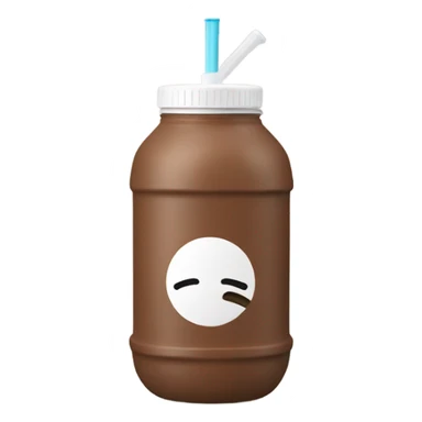Brown water bottle with handle and straw sticker