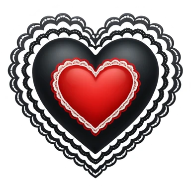 black heart with red center amd white lace sticker