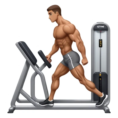 side-view bodybuilder using gym calf-raise machine sticker