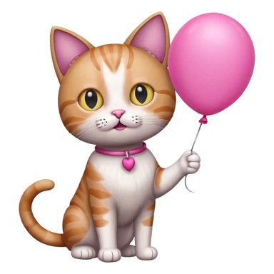 Cat with pink balloon sticker