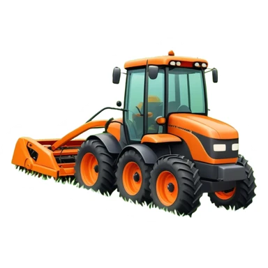 Howard EHD 180 (2019) – Cinematic-realistic Howard EHD 180 slasher, its bright orange frame mounted to a roaring tractor. The spinning blades cut through overgrown paddocks with ease, leaving a neat trail of freshly cut grass behind as birds scatter into the sky. sticker