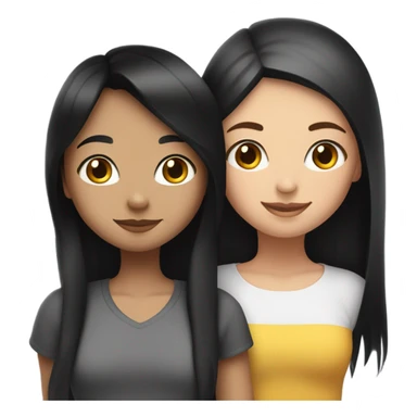 White girl with black straight hair and Hispanic girl with black straight hair lesbian couple  sticker