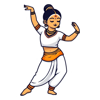 dancer in traditional Indian attire, mid-dance pose, vibrant colors sticker