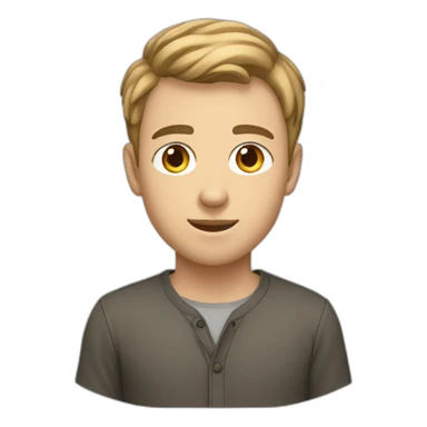 A young Caucasian man with white eyes, almond-shaped eyes, short dark blonde hair sticker