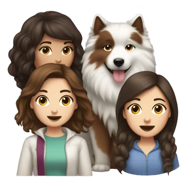 Brunette long hair girl with brunette short hair girl with a Samoyed  sticker