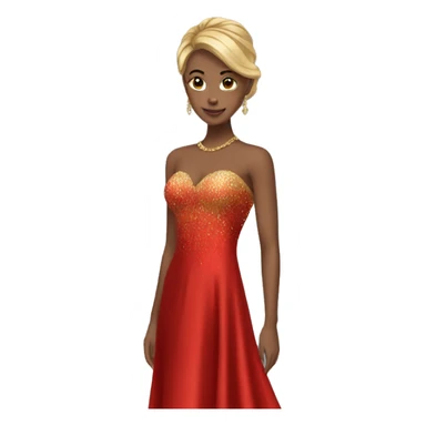 golden red long prom dress  sticker