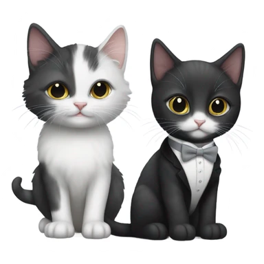 Black kitten with grey and white tuxedo kitten sticker