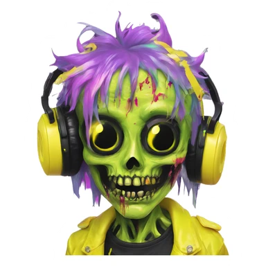 .Zombie_ Vaporwave black holographic dj oilslick zombie unicorn yellow caution tape sticker