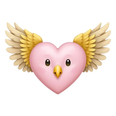 Heart with wings in soft pink, beige and yellow pastel colors sticker