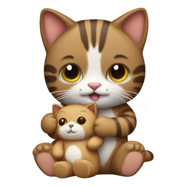 Cat holding teddy bear  sticker