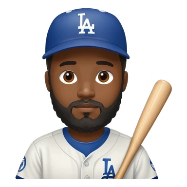 black person with beard in Dodgers baseball uniform sticker