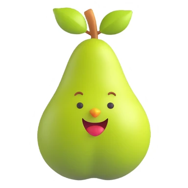 3D emoji style, a pear fruit, three-dimensional and lively, no background sticker