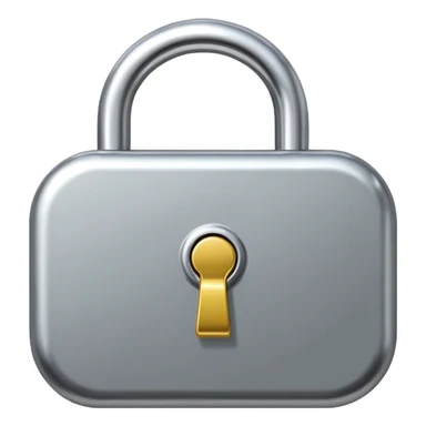 Chrome silver lock emoji, iOS emoji style, smooth metallic surface, rounded edges, reflective highlights, minimalistic sticker